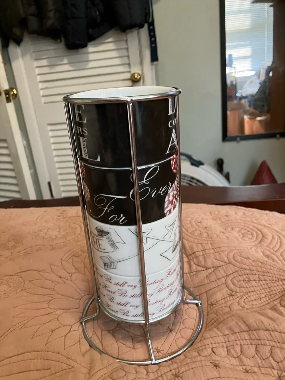 NWOT Pier 1 “ Inspirational Love “ Set of 4 Stackable Mugs